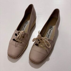 Andre Assous | Made in Spain pink ballet leather espadrille wedge sandal